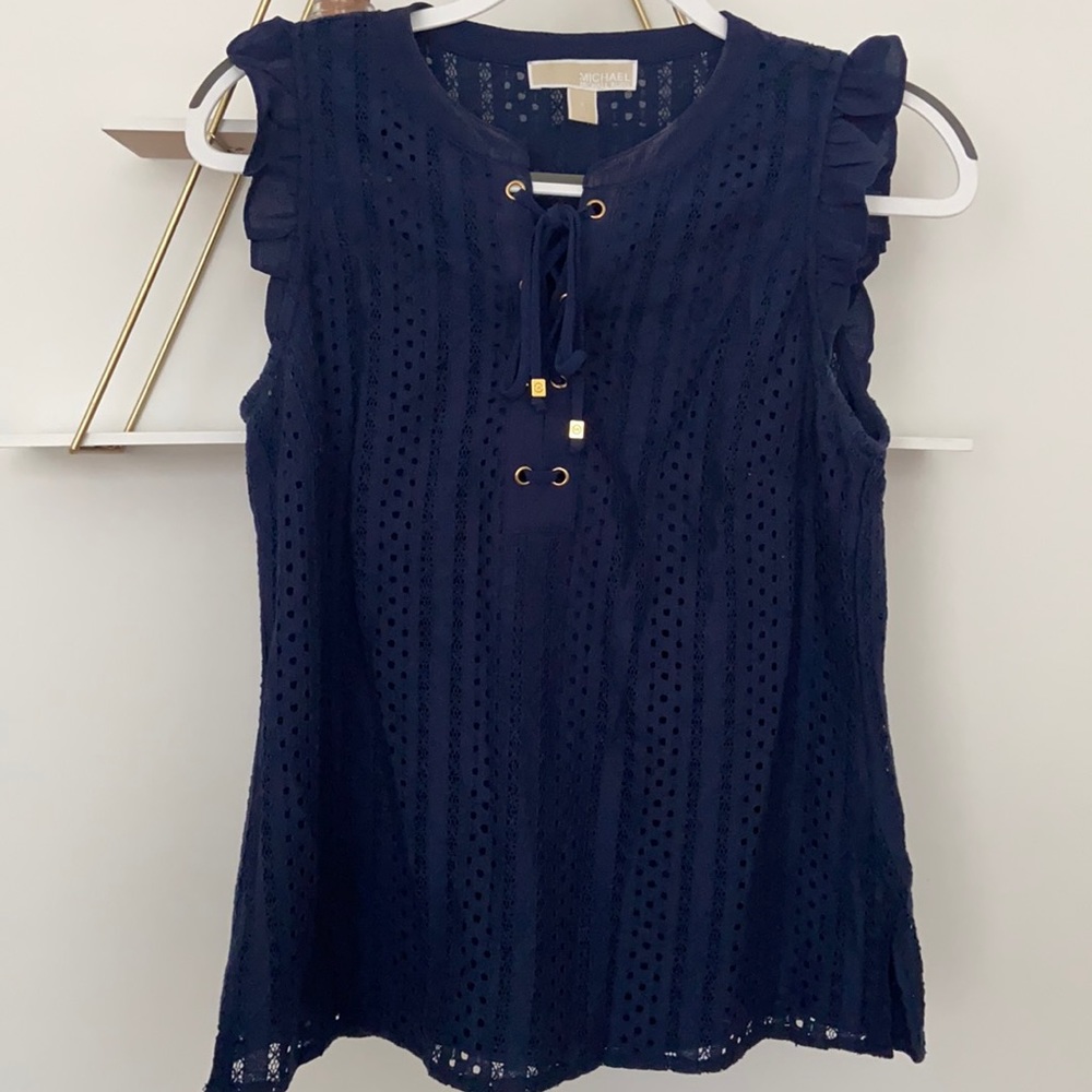 Michael Kors Navy Cap Sleeve Blouse